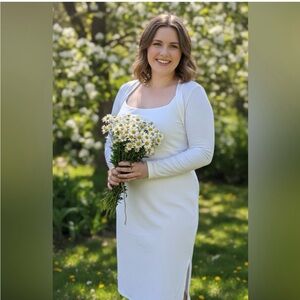 NWT Halara Elegant White Long Sleeve Dress